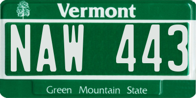 VT license plate NAW443