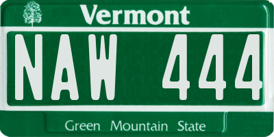 VT license plate NAW444