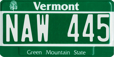 VT license plate NAW445