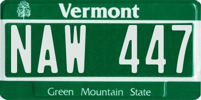 VT license plate NAW447