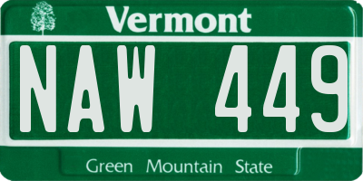 VT license plate NAW449