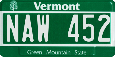VT license plate NAW452