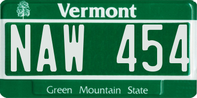 VT license plate NAW454