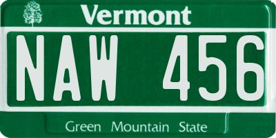 VT license plate NAW456