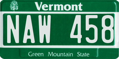 VT license plate NAW458
