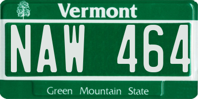 VT license plate NAW464