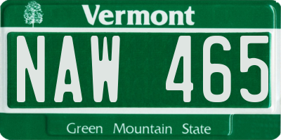 VT license plate NAW465