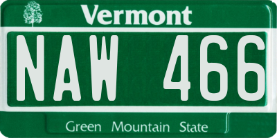 VT license plate NAW466
