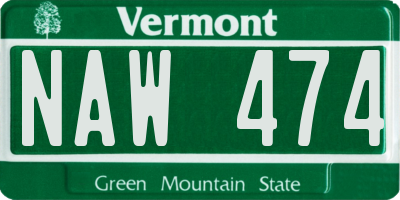 VT license plate NAW474