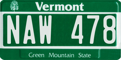 VT license plate NAW478