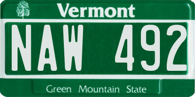 VT license plate NAW492