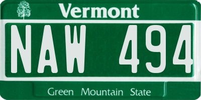 VT license plate NAW494