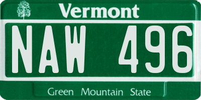 VT license plate NAW496