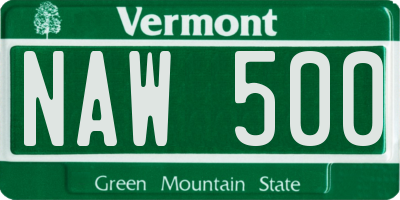 VT license plate NAW500