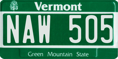 VT license plate NAW505