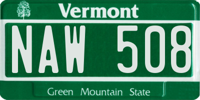 VT license plate NAW508