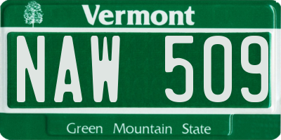 VT license plate NAW509