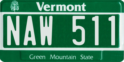 VT license plate NAW511