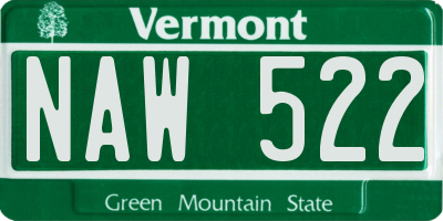 VT license plate NAW522