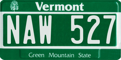 VT license plate NAW527