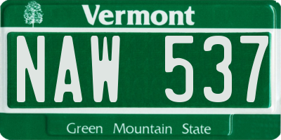 VT license plate NAW537