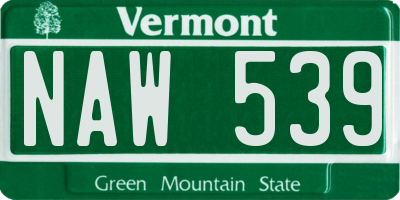 VT license plate NAW539