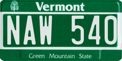 VT license plate NAW540