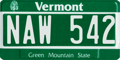 VT license plate NAW542