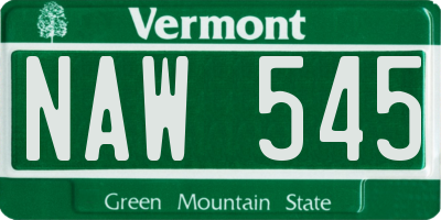 VT license plate NAW545