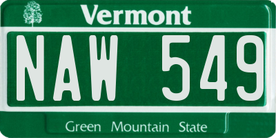 VT license plate NAW549