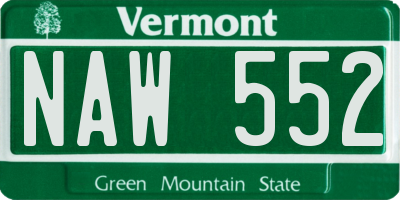 VT license plate NAW552