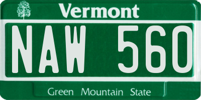 VT license plate NAW560
