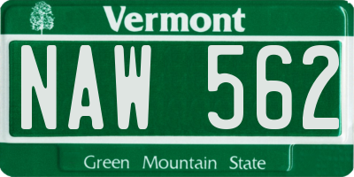 VT license plate NAW562