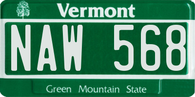 VT license plate NAW568