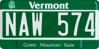 VT license plate NAW574