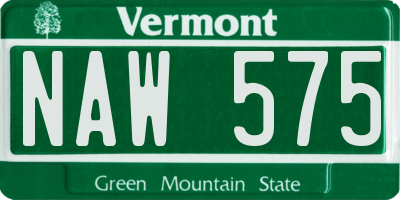 VT license plate NAW575