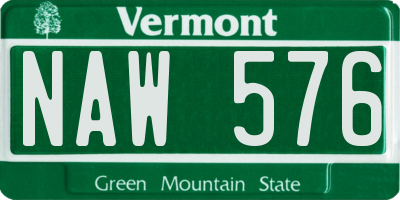 VT license plate NAW576
