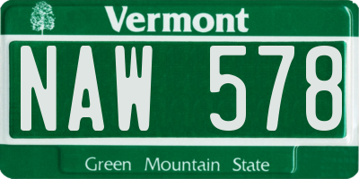 VT license plate NAW578