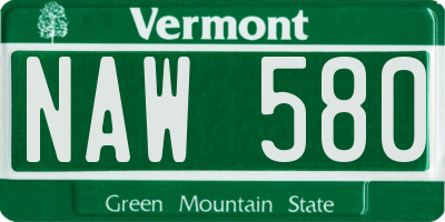 VT license plate NAW580