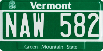 VT license plate NAW582