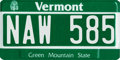 VT license plate NAW585
