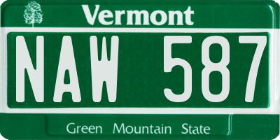 VT license plate NAW587