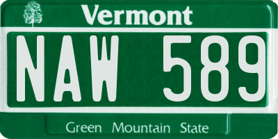 VT license plate NAW589