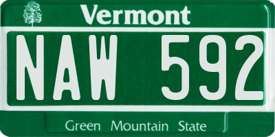 VT license plate NAW592