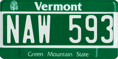 VT license plate NAW593
