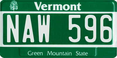 VT license plate NAW596