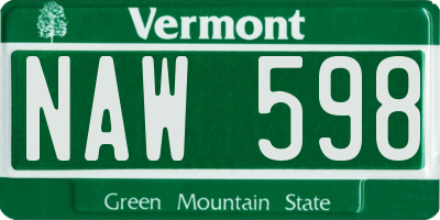 VT license plate NAW598