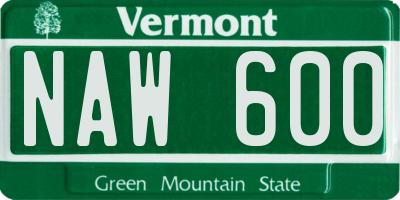 VT license plate NAW600
