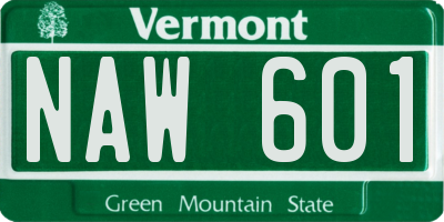 VT license plate NAW601