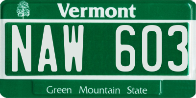VT license plate NAW603